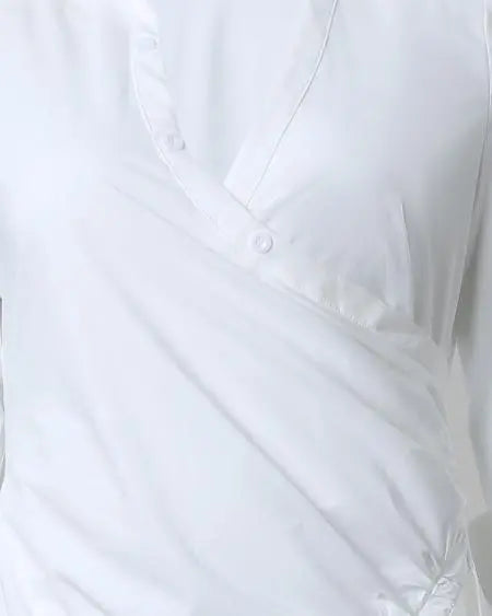 Plus Size Longline Top with Ruching & High Slit