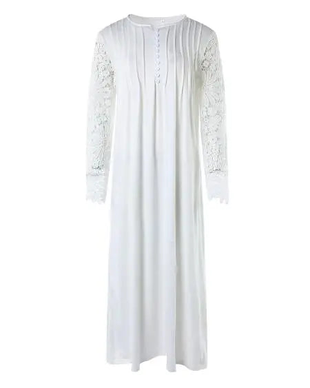 Maxi Dress with Long Sleeves & Contrast Lace