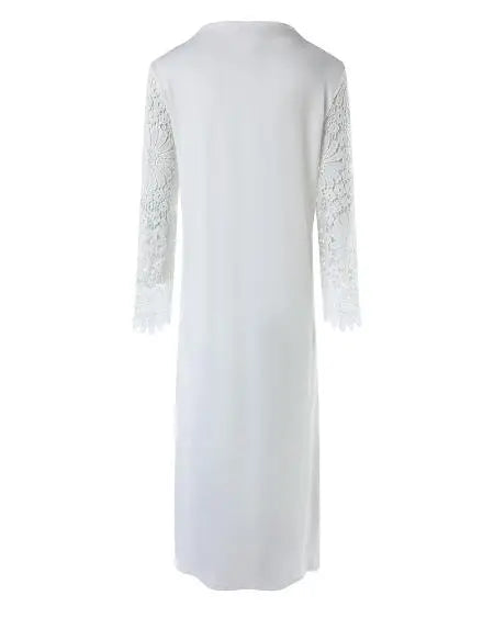 Maxi Dress with Long Sleeves & Contrast Lace