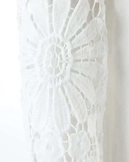 Maxi Dress with Long Sleeves & Contrast Lace