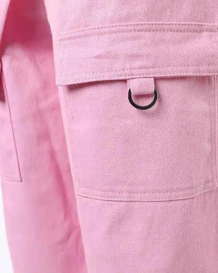 Suspender Pants with Pocket Design & Cuffed Detail