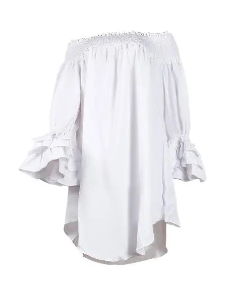 Casual off-shoulder jurk met klokmouwen 