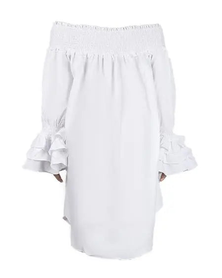 Casual off-shoulder jurk met klokmouwen 