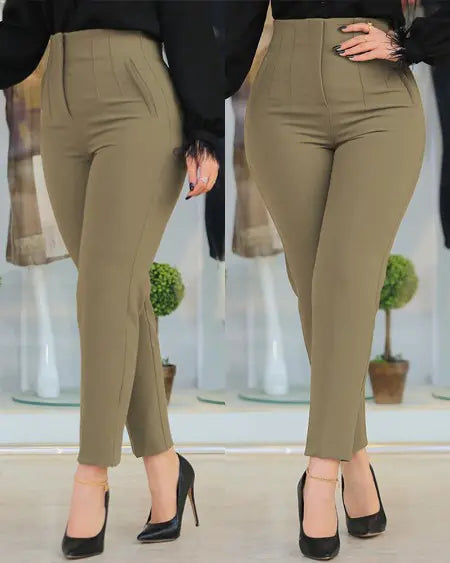 High Waist Work Pants in Cropped Length