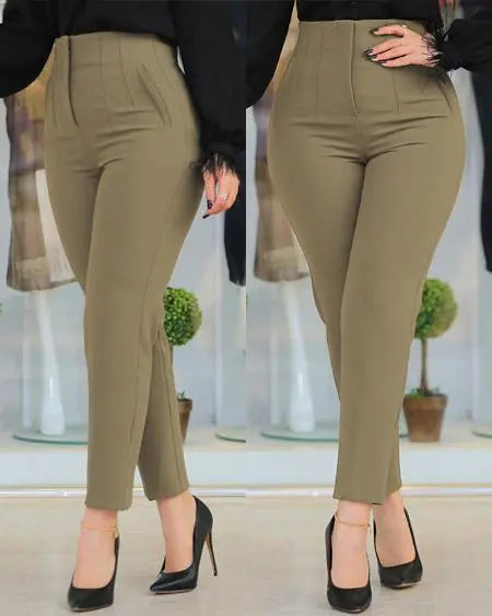High Waist Work Pants in Cropped Length