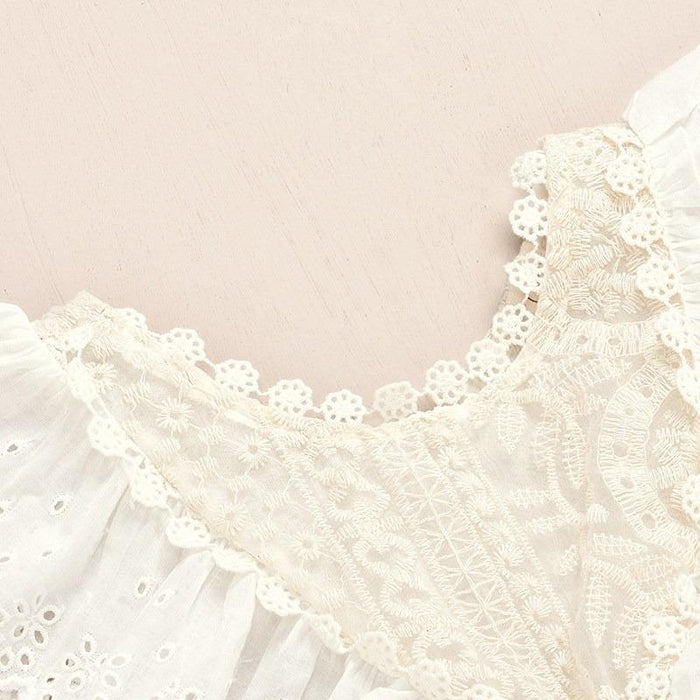 Solid Ruffle Lace Bodysuit for Baby Girl