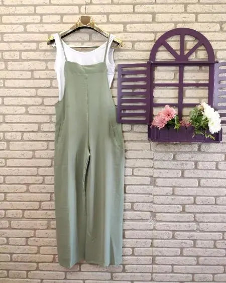 Casual Suspender Jumpsuit with Pockets