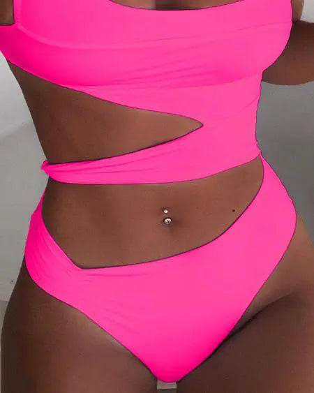 Asymmetrical Sleeveless One-Piece Swimsuit with Cutout