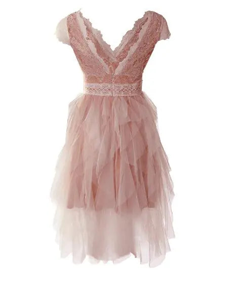 Party Dress with Sheer Mesh & Lace Patches