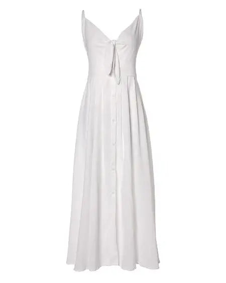 Maxi Dress: Spaghetti Strap Knot Cutout & Buttoned Detail