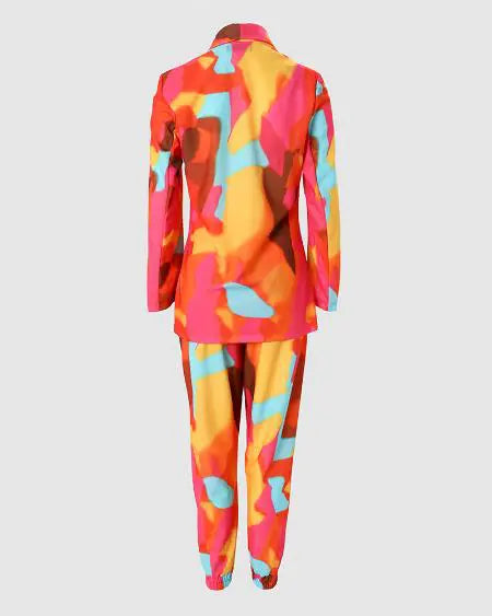 Tie Dye Blazer & Pants Set with Buttons