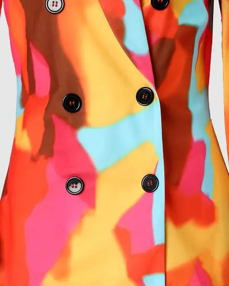 Tie Dye Blazer & Pants Set with Buttons