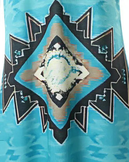 Sleeveless Maxi Dress with Aztec Geometric Print