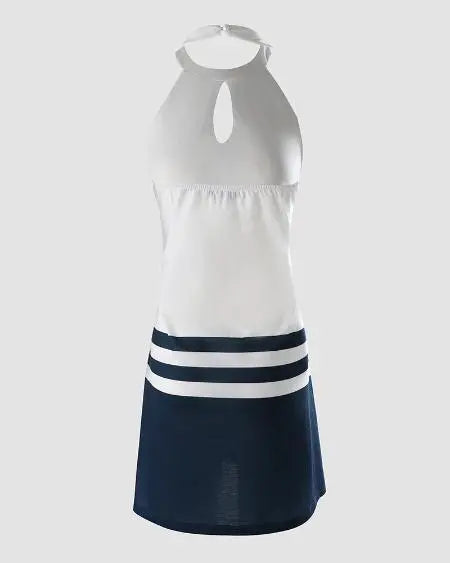 Sleeveless Dress with Anchor Print & Colorblock Design
