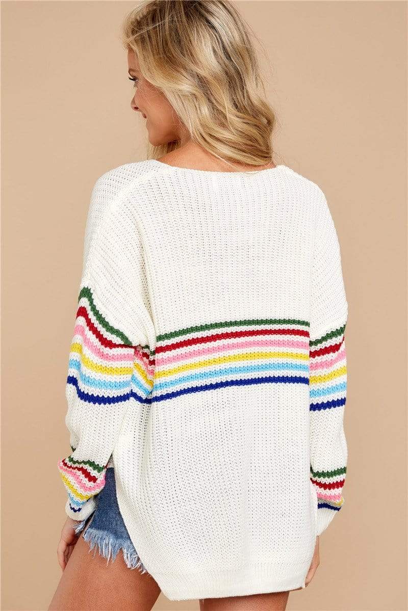 Rainbow Striped Pullover Sweater