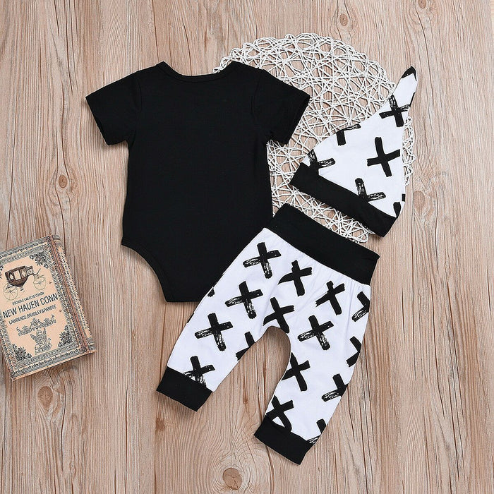 Baby Boy 3pcs  Ain't no mama like the one i got letter print Romper+ Pants+ Hat Outfits Set