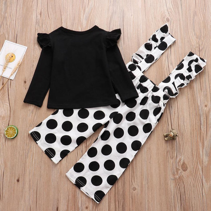 Baby / Toddler  Flutter-sleeve Top +Polka Dots Set