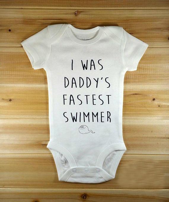 Daddy's Fastest Swimmer Cotton Newborn Romper