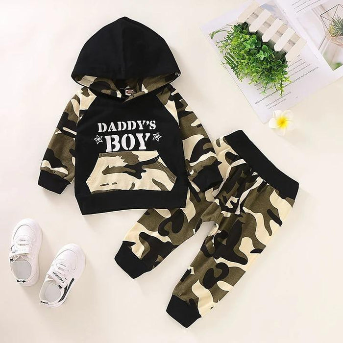 Newborn Infant Baby Boy Camo Hoodie Long Pants Outfits Clothes Set
