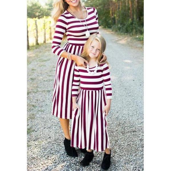 Matching Mother Daughter Striped Dress