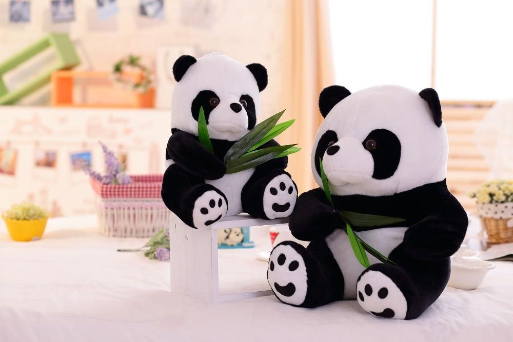Panda with Bamboo Leaves Plush Toy