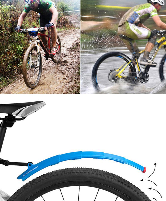 Guardabarros retráctil para bicicleta, resistente a la súper presión, con luces traseras