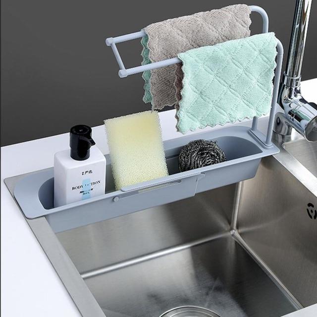 Kitchen Sink Caddy 2020, Estante de almacenamiento telescópico ajustable para fregadero