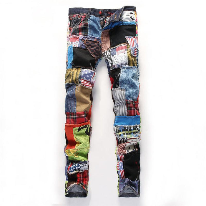 Kleurrijke patchwork-jeans