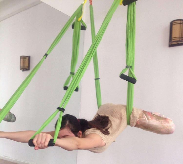 AERIAL YOGA HAMMOCK 6 HANDLES STRAP, HOME GYM HANGING BELT SWING, ANTI-GRAVITY AERIAL TRACTION DEVICE