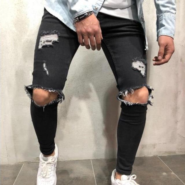 Slim-fit jeans met gescheurde knieën