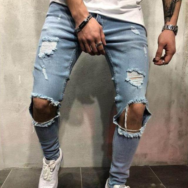 Slim-Fit knee Ripped Jeans