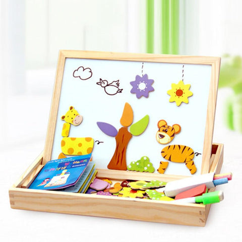 100+Pcs Wooden Magnetic Puzzle Toys