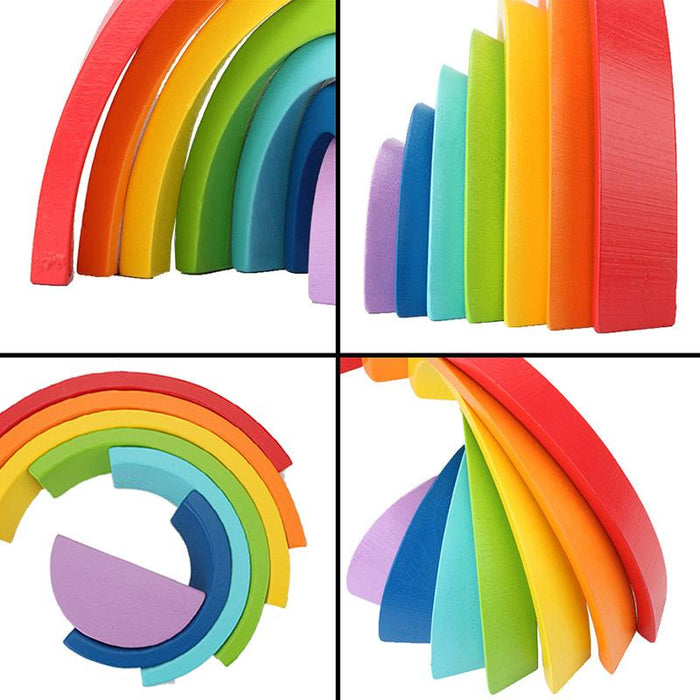 Houten regenboog speelgoed gekleurde boogbrugblokken