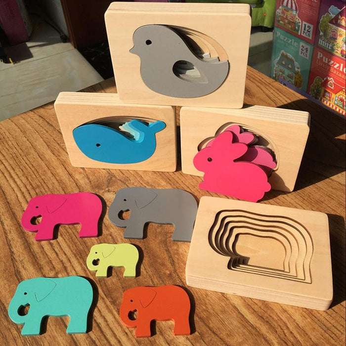 Rompecabezas 3D de animales de madera