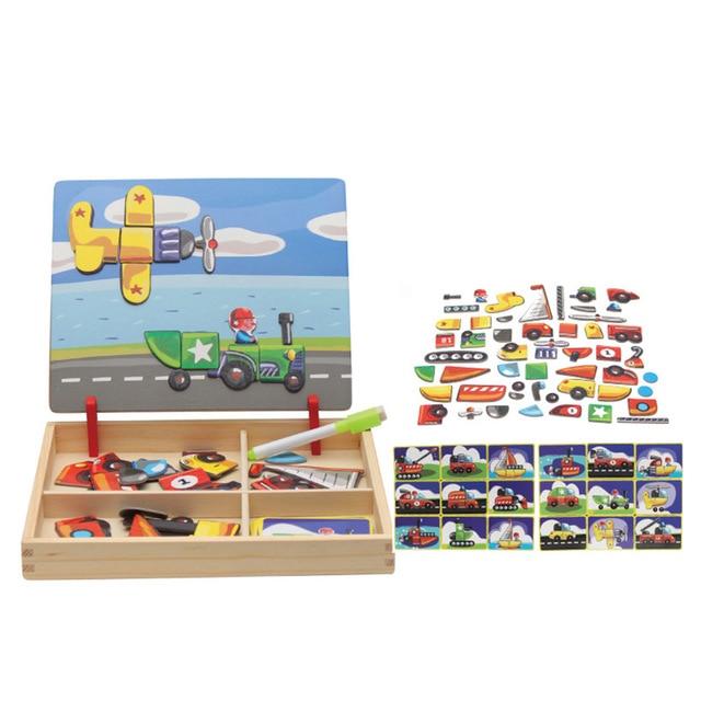 Más de 100 piezas de juguetes de rompecabezas magnéticos de madera 