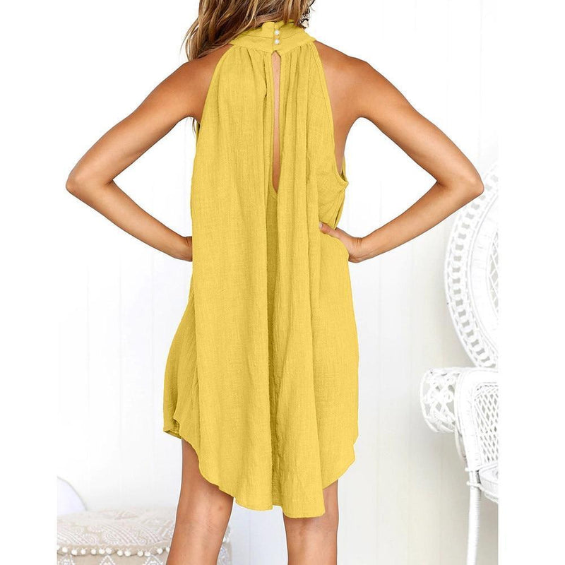 Sleeveless High Neck Boho Dress