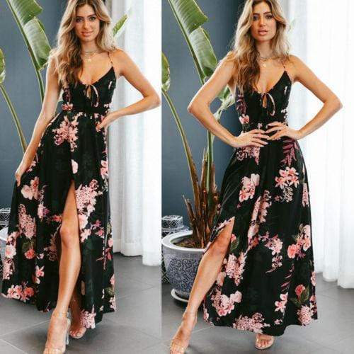 Boho V Neck Floral Print Summer Dress